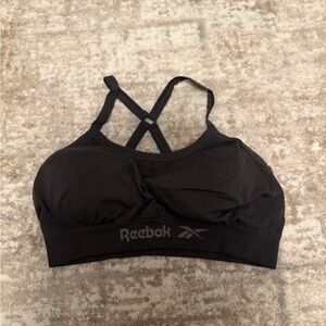 Reebok Black Racerback Sports Bra with Cross-Strap Detail size L